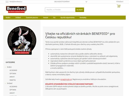 vítejte na oficiálních stránkách benefeed® pro českou republiku!. tento nový portál výrobce výživových doplňků pro domácí zvířata benefeed® je určen především pro obchodní partnery (b2b). z tohoto důvodu jsou všechny ceny uvedeny bez dph.
přímou spoluprací s námi b2b postupně získáte značné výhody:

automaticky…