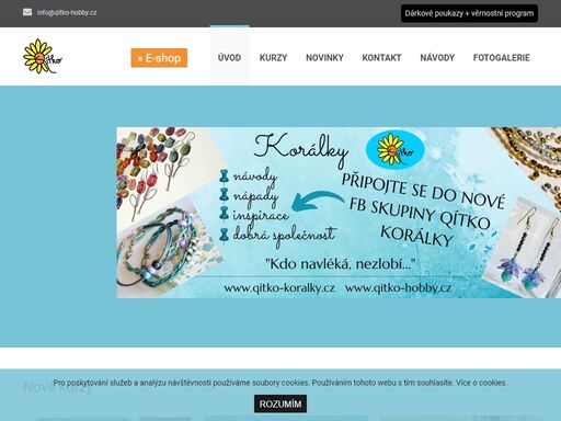 korálky, komponenty, návlekové materiály, nářadí,  organizéry, korálkové vychytávky a vše, co potřebujete k výrobě šperků. kreativní kurzy, opravy bižuterie, dílnička a půjčovna nářadí pro tvoření.