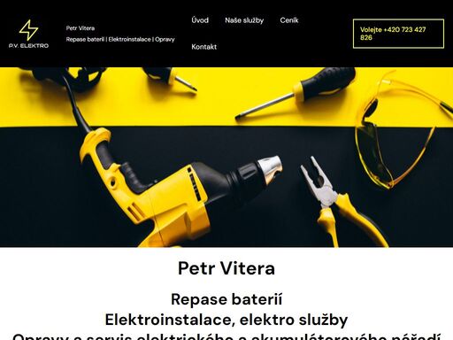 petr vitera - repase baterií do nářadí, elektrikář, elektroinstalace, eleketrikářské práce, opravy a servis elektro/aku nářadí, elektrického nářadí