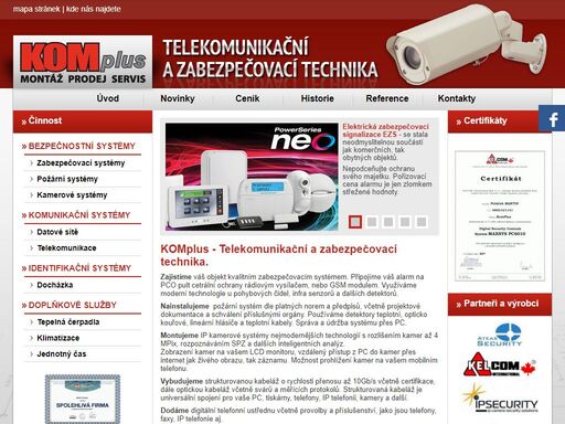 telekomunikační a zabezpečovací technika - komplus, zabezpečíme váš objekt kvalitním zabezpečovacím systémem s možností připojení na pult cetrální ochrany pco 