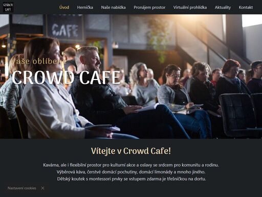    
   
   
vítejte v crowd cafe!   
kavárna, ale i flexibilní prostor pro kulturní akce a oslavy se srdcem pro komunitu a rodinu. výběrová káva, čerstvé...