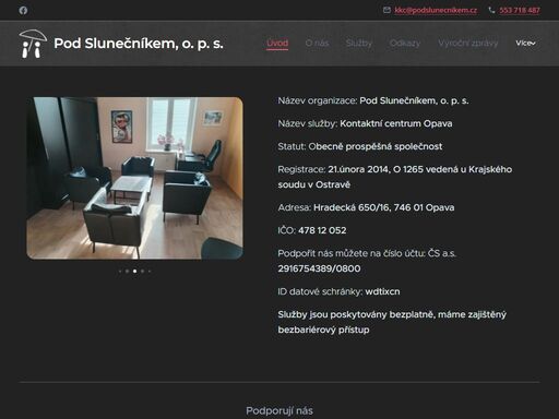 název organizace: pod slunečníkem, o. p. s.