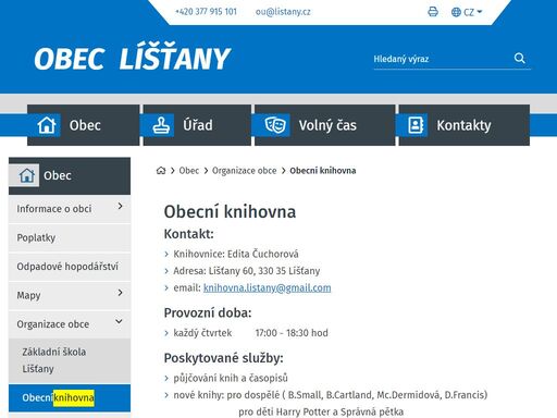 oficiální stránky obce líšťany