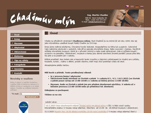 webové stránky chdimova mlýna