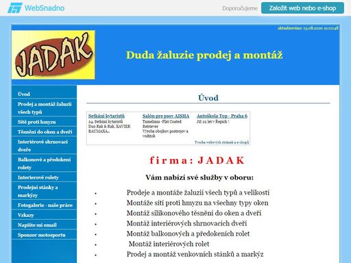 žaluzie prodej a montáž, těsnění, předokení rolety atd.