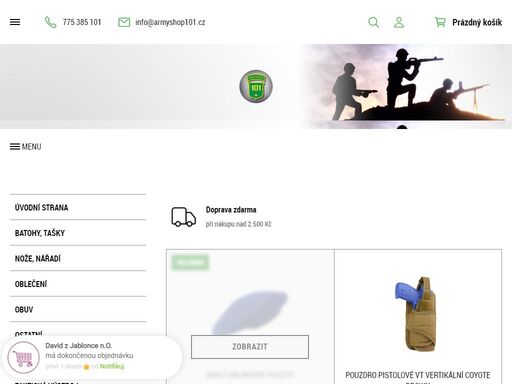 armyshop 101 nabízí široký sortiment vojenského a outdoorového oblečení a taktických doplňků pro profesionály i nadšence.