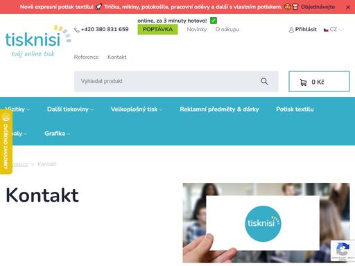 kontaktní informace, poptávkový formulář tiskovin, jak se k nám dostat nebo fakturační údaje.