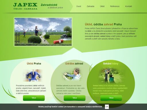 firma japex zajišťuje úklid kanceláří a dalších prostor. dále je to pak údržba zahrad, stříhání ovocných stromů, sekání trávy a další služby.