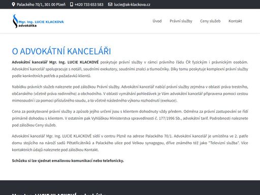 právní služby v advokátní kanceláři plzeň, mgr. ing. lucie klacková, advokát, právník, advokátní služby, trestní, občanské, rodinné, pracovní, obchodní, vymáhání pohledávek.