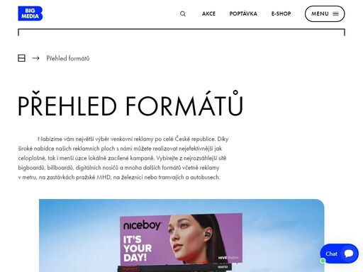 venkovní reklamní plochy po celé čr. billboardy, bigboardy, digitální reklama, obchodních center, v dopravních prostředcích a v metru, na zastávkách mhd