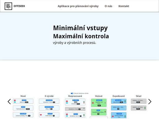 offiseek je platforma pro plánování a řízení výroby pro menší a střední výrobní firmy. platforma je dostupná online v cloudu.
