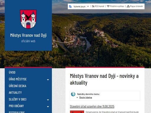 oficiální stránky obce vranov nad dyjí.