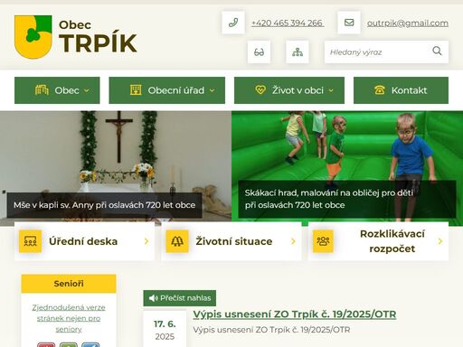oficiální stránky obce trpík