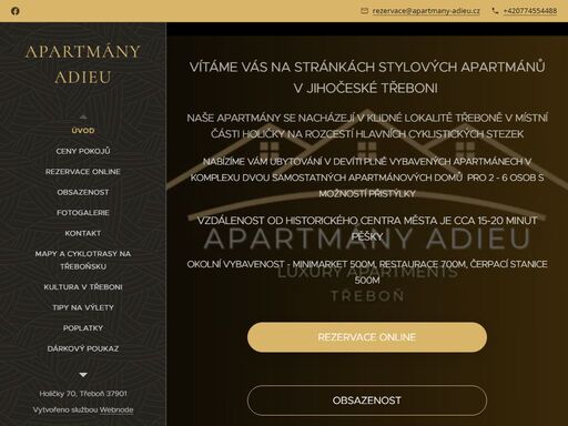 vítáme vás na stránkách stylových apartmánů v jihočeské třeboni