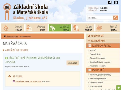 mateřská škola při zš a mš kladno, jiráskova 457.