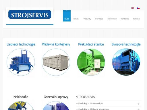 lisovací technologie přídavné kontejnery překládací stanice svozová technologie ; ; nakladače generální opravy strojservis společnost strojservis je významným dodavatelem zařízení pro lisování a zpracování odpadu na českém trhu, v celé evropské unii a v neposlední řadě i na trhu v ruské federaci.