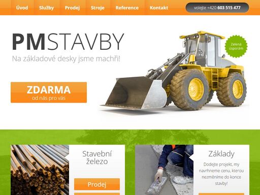 stavební práce, základové desky a prodej materiálů pro stavbů domů. pronájem stavebních strojů.