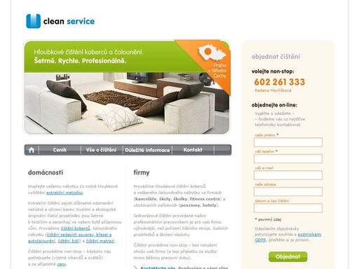 clean service provádí hloubkové extrakční čištění koberců, čištění čalounění a čalouněného nábytku (sedacích souprav – sedaček a křesel, židlí, autočalounění) a čištění matrací, v domácnostech i ve firmách, služby poskytujeme v praze a středočeském kraji.