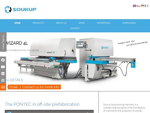 soukup woodworking machinery is a company that specialises in the manufacture of machines for the production of wooden windows and technology for off-site prefabrication of wooden houses.