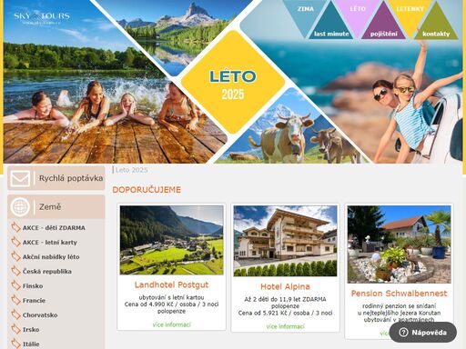 web cestovní kanceláře brno - sky-tours. dovolená a zájezdy po celé evropě, lyžařské zájezdy do francie a itálie, zimní pobyty u moře