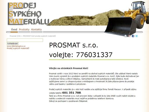 promat s.ro. kočí prodej sypkých materiálů