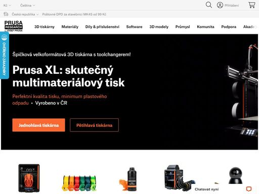 e-shop společnosti prusa research a.s., společnosti založené josefem průšou, jedním z hlavních vývojářů reprap. prodáváme 3d tiskárny original prusa (včetně prusa mk4 a prusa xl), filamenty (zejména náš vlastní prusament), pryskyřice a další příslušenství pro 3d tisk.