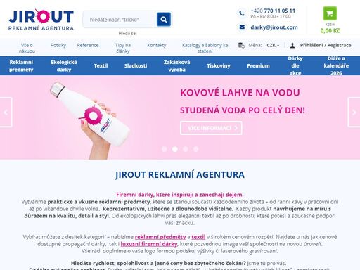 reklamní předměty s potiskem. kvalitní textil pro práci i zábavu. reklamní předměty vyrobené na míru pro vaši firmu. kalendáře a diáře pro aktuální rok a to vše s vaším logem či grafikou. nejširší nabídka reklamních předmětů na trhu.