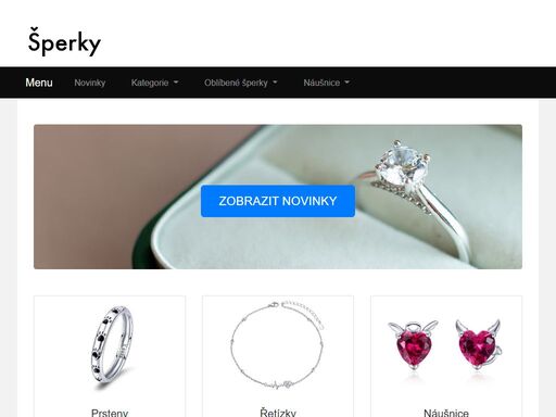 stříbrné šperky patří k velmi oblíbeným šperkům, protože se hodí vždy a všude. vyberte si krásný prsten, řetízek nebo náušnice z velké nabídky.