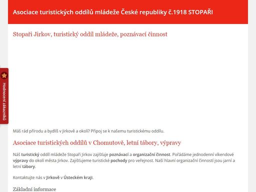 asociace turistických oddílů mládeže české republiky č.1918 stopaři