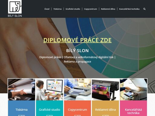 bílý slon - tiskárna | grafické studio | copycentrum | reklamní dílna | kancelářská technika
