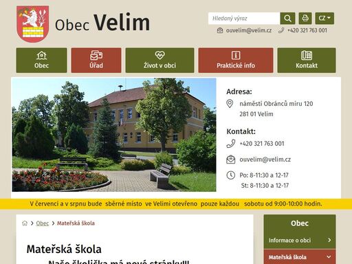 oficiální stránky obce velim