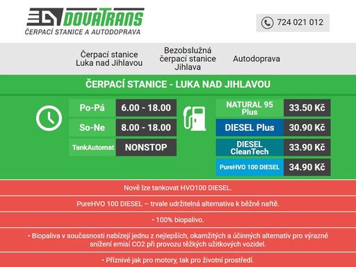 dovatrans s.r.o. - čerpací stanice luka nad jihlavou | bezobslužná čerpací stanice jihlava | autodoprava