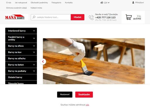 eshop pro prodej barev, příslušenství k natěračským pracím a další.
