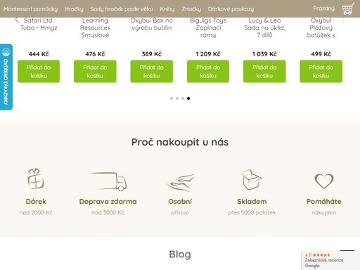 specializovaný eshop na prodej montessori pomůcek a vzdělávacích hraček pro rozvoj motorických a didaktických dovedností dětí.