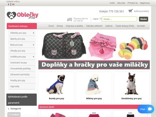 specializovaný eshop s oblečky pro psy. odborné poradenství a možnost vyzkoušení samozřejmostí. široká nabídka oblečků. vše v nabídce je skladem. 