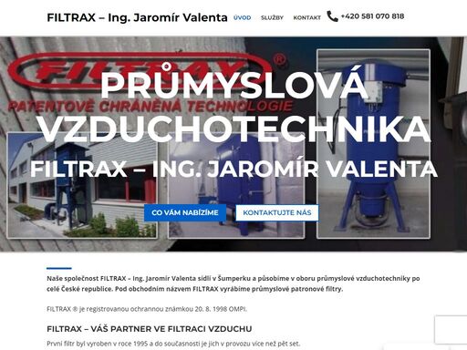 průmyslová vzduchotechnika. filtrax - ing. jaromír valenta šumperk nabízí průmyslovou vzduchotechniku po celé české republice. v nabídce naleznete také filtry pro průmyslové odprašování a filtrační prvky. v případě zájmu nás kontaktujte.