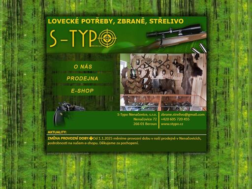 stránky a kontakty obchodu s loveckými potřebami na berounsku