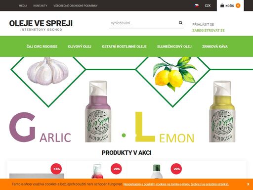 oleje ve spreji, čaj circ rooibos, olivový olej, ostatní rostlinné oleje, slunečnicový olej, zrnková káva