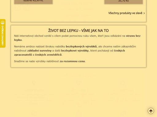 nabízíme bezlepkové výrobky a potraviny od českých zpracovatelů a zemědělců. naše výrobky jsou baleny do papírových obalů.