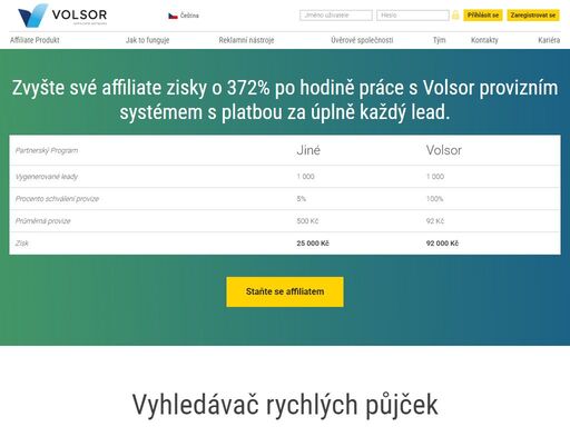 propagujte náš produkt vyhledávač rychlých online půjček. provizní systém se schválenou provizí za úplně každý lead
