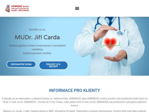 mudr. jiří carda - kardiologická a interní ambulance s kompletní nabídkou kardiologických služeb třebíč.