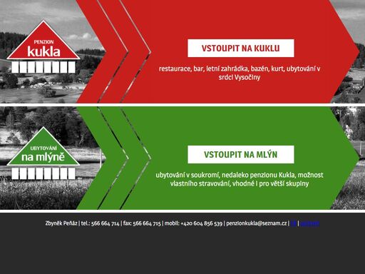 penzion kukla a penzionu na mlýně. ubytování na vysočině.