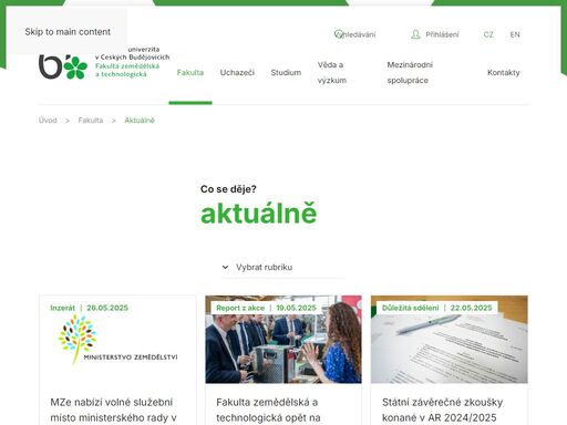 fzt ju poskytuje vysokoškolské vzdělání ve všech stupních studia. fakulta také intenzivně spolupracuje s podnikatelským sektorem v oblasti poradenství a smluvního výzkumu.