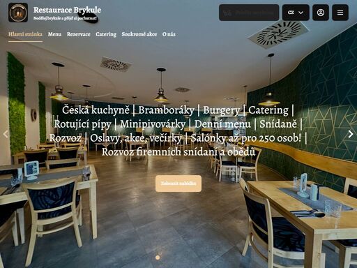 restaurace brykule je místem, kde se snoubí tradiční česká kuchyně, sezónní speciality a skvělá nabídka piv z minipivovarů. nabízíme denní menu, rozvoz firemních obědů a snídaní, stejně jako profesionální catering pro firemní akce, večírky a oslavy
