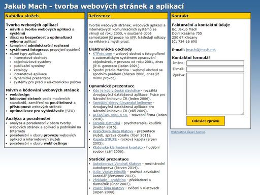 jakub mach - komplexní služby v oblasti tvorby a provozu webových stránek a aplikací.
