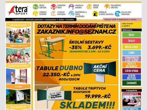 terasport - výrobce a dodavatel kvalitního a certifikovaného nábytku - školní nábytek: výškově stavitelné židle, lavice, školní sady, učitelské židle, katedry, tabule - dětský nábytek pro mateřské školky: židličky, stolky, paravány