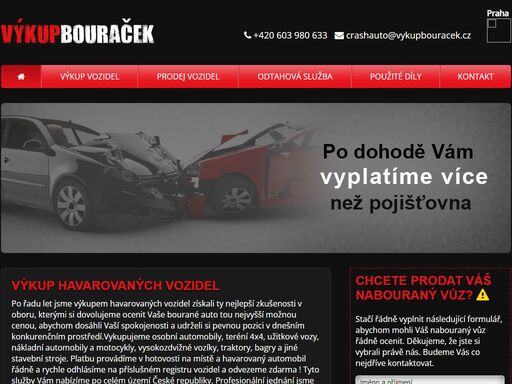 výkup bouraček všech značek a kategorií! po řadu let v oboru výkupu havarovaných vozidel v čr jsme získali ty nejlepší zkušenosti ,kterými si dovolujeme ocenit vaše bourané vozidlo tou nejvyšší možnou cenou , abychom dosáhli vaší spokojenosti a udrželi si pevnou pozici v dnešním konkurenčním prostředí . vykupujeme osobní automobily , užitkové vozy, teréní 4x4, nákladní vozidla a motocykly. bouraný vůz vykoupíme za nejvyšší možnou cenu, odvezeme a odhlásíme zdarma za vás na příslušném registru vozidel.