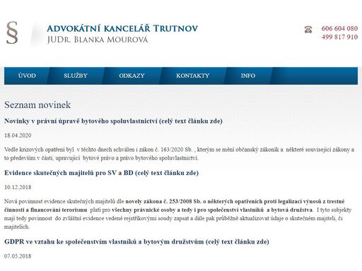 advokátní kancelář judr. blanka mourová