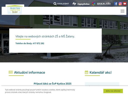 oficiální webové stránka základní školy a mateřské školy žalany