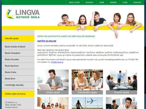 jazyková škola lingva, hradec králové, pardubice, chrudim, rychnov n. kněžnou, praha, brno, kurzy angličtiny, němčiny, španělštiny,  francouzštiny, italštiny, ruštiny, čínštiny, portugalštiny, arabštiny, latiny, firemní a individuální výuka, angličtina pro děti, čeština pro cizince, fce, cae